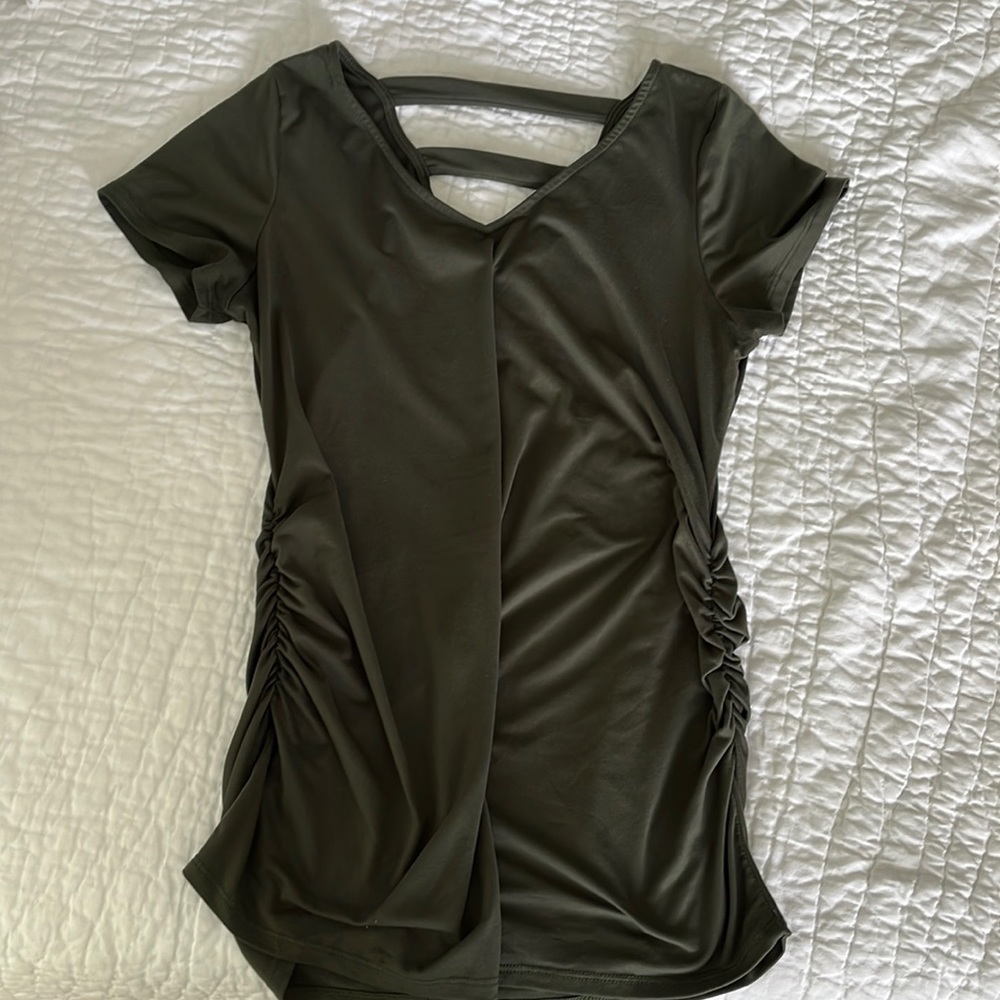 STITCH FIX - Full Moon - Sophy Maternity Back Detail Knot Top - Olive Color